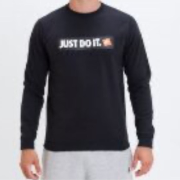 Nike Just Do It NEW Age Modern Black Box Logo Sz M Pullover Crewneck Sweatshirt - Picture 2 of 9